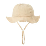 Embroidered Name Breathable Kids Wide Brim Sun Hat With Adustable Chin Strap Suitable For Summer And Beach