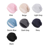 Unisex Men Women Beanie Cotton Night Sleep Cap Bonnet Chemo Hat Headwear Turban Baggy Hair Care Nightcap Pullover Hat Solid Colo