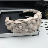 4.5-5CM Stunning Wide Women Headpiece Satin Cloth Braided Headbands for Woman Ladies Daily Shopping Party Head Hoop Accessories