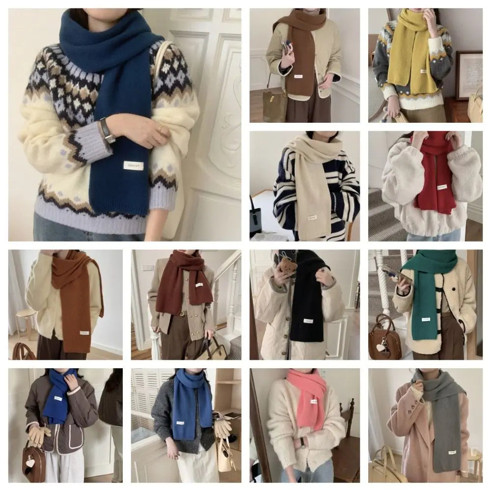 Letter Wool Scarf Retro Wool Scarves Cashmere Shawl Warm Scarf Long Shawl Solid Color Winter Cashmere Scarves Autumn Winter