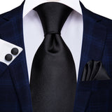 Cravate de mariage en soie unie bleu clair Hi-Tie pour homme, design tendance, boutons de manchette élégants, pour affaires, fête, livraison directe