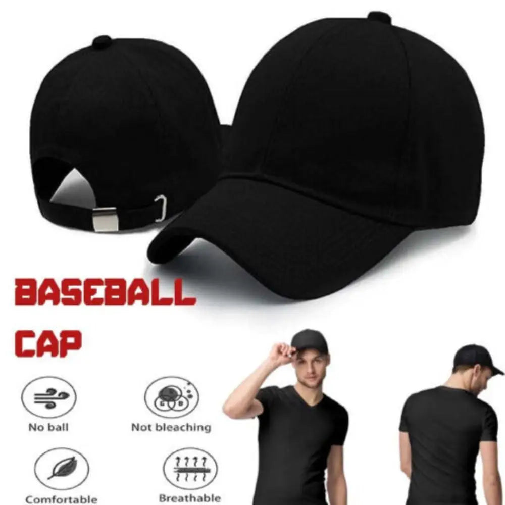 Casquette de baseball noire pour homme et femme, ajustable, en coton, style décontracté, pour l'été