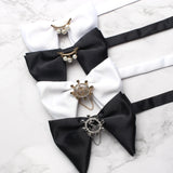 New Mans Black Bow Luxurious Polyester Horn Bow Tie With Pearl Chain Brooch For Bussiness Wedding Party Tuxedo Accessories Ties