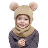 Pompom Baby Winter Hat Scarf One-piece Kids Knitted Beanie Warm Ears Neck Children Bonnet Infant Cap for Girls Boys 1-5Y