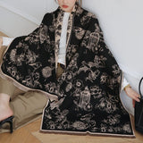 Bufanda de lujo con estampado floral para mujer, cálida, de cachemira, pashmina, para invierno, manta gruesa, 2023