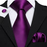 Barry.Wang Purple Silk Mens Tie Hanky Cufflinks Set Lilac Lavender Mauve Violet Jacquard Necktie For Male Wedding Business Party