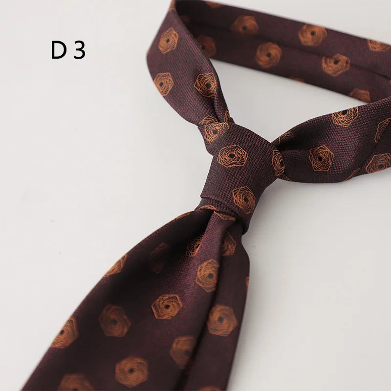 Cravate en polyester jacquard 8 cm, style décontracté, rouge et marron, pour homme, accessoire de costume, de fête, de mariage ou de banquet