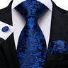DiBanGu 8cm Blue Plaid Paisley Dot 100% Silk Men Tie Business Formal Wedding Party Necktie Hanky Cufflinks Set Mens Ties Gift