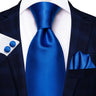 Cravate de mariage en soie unie bleu clair Hi-Tie pour homme, design tendance, boutons de manchette élégants, pour affaires, fête, livraison directe