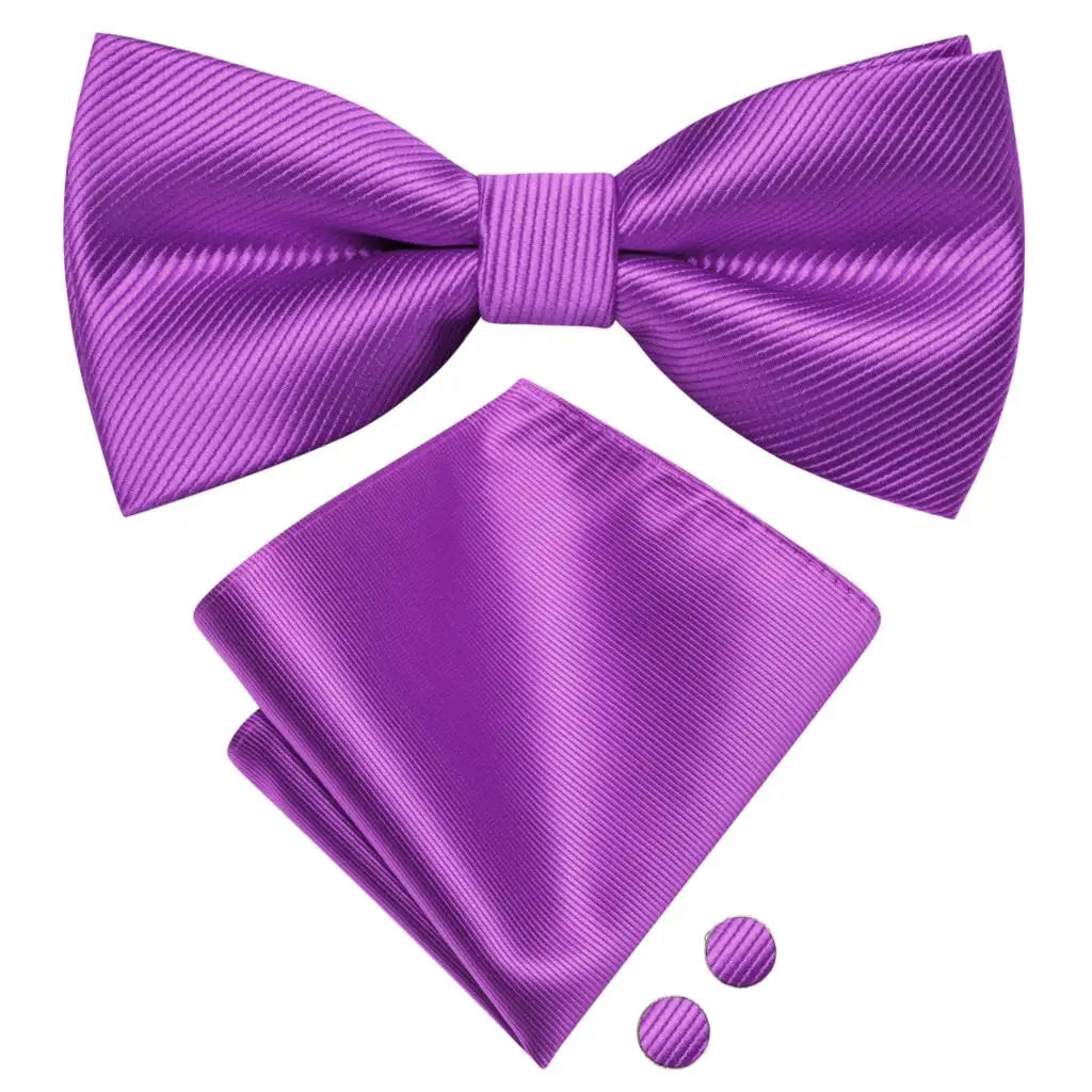 Hi-Tie Marque Soie Pré-noué Homme Nœud Papillon Mouchoir Boutons de Manchette Ensemble Nœud Papillon pour Homme Jacquard Solide Cachemire Floral Mariage Cadeau d'Affaires