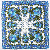 Foulard russe pour femme, carré à franges, bandana, foulard musulman, hijab, motif floral national, 110 x 110 cm