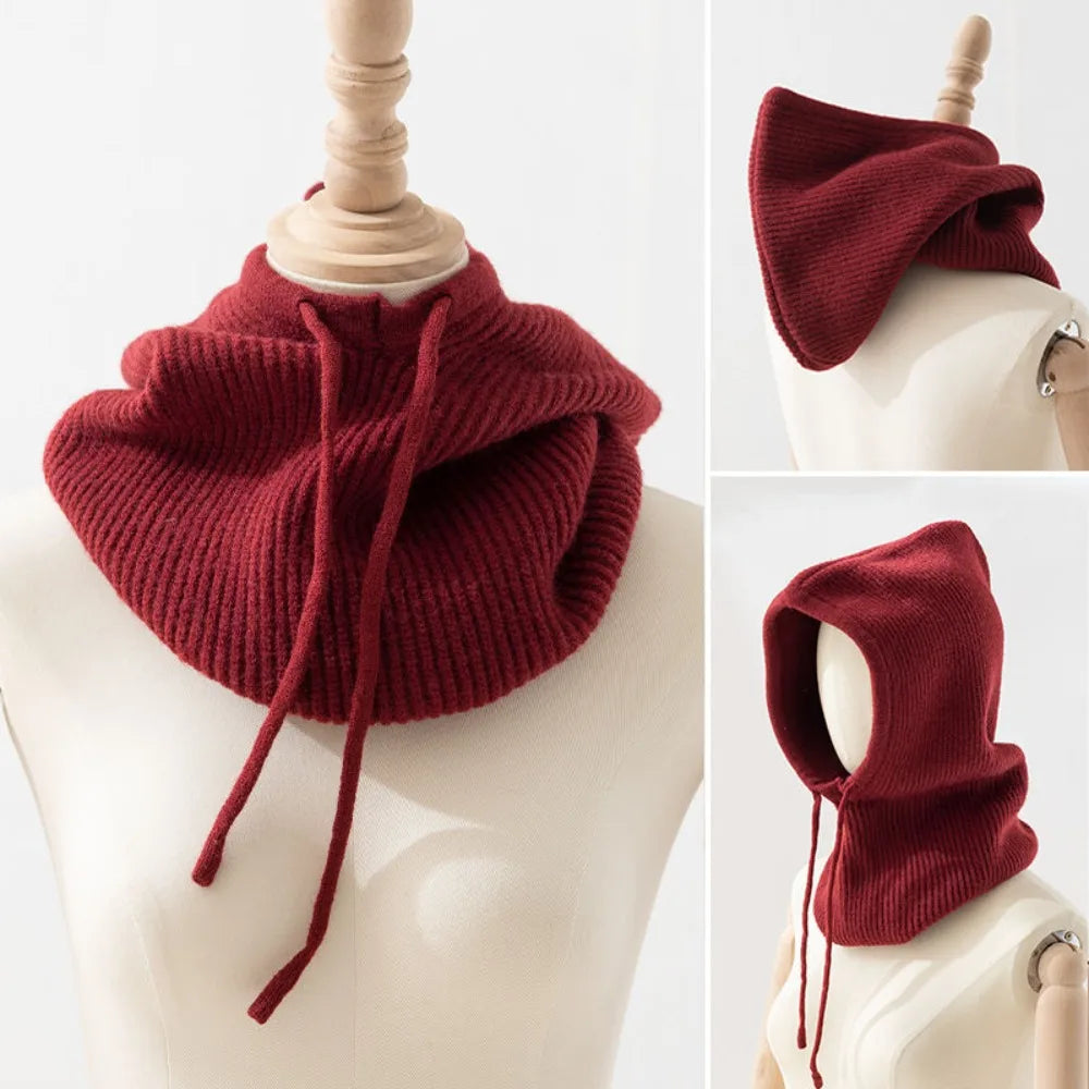 Winter Balaclava Hats For Men&Women Corduroy Hooded Caps Outdoor Warmer Drawstring Hats One-Piece Neck Collar Beanies Cap