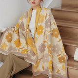 Bufanda de lujo con estampado floral para mujer, cálida, de cachemira, pashmina, para invierno, manta gruesa, 2023