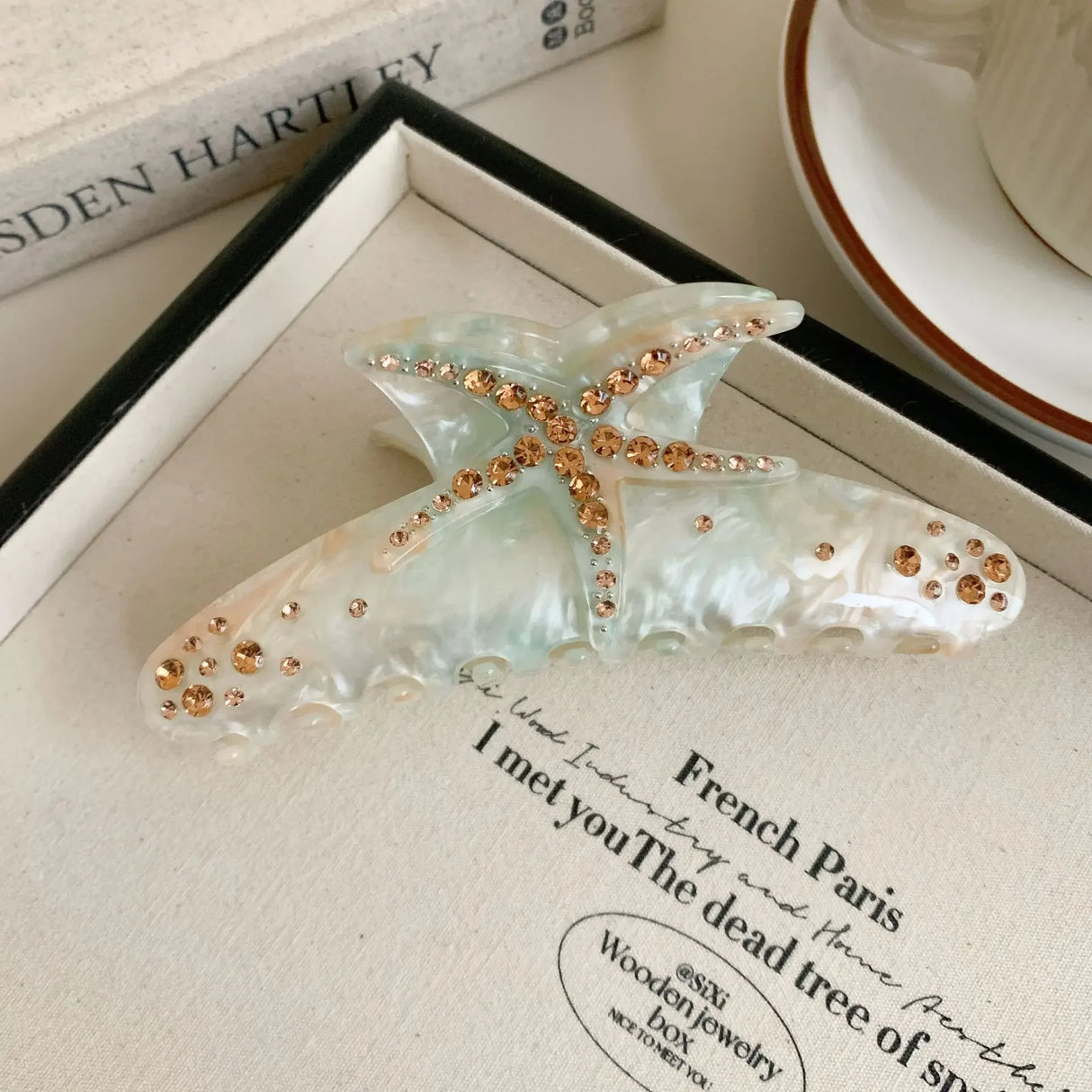 Pince à cheveux YHJ en forme d'étoile de mer pour femme, pince à cheveux en acétate et strass, bijoux de vacances, pince à cheveux tendance, accessoires pour cheveux