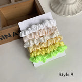 6PCS Colorful Satin Silk Hair tie Elastic Hair Bands hair elastics Women Simple Silky Satin Hair Scrunchies Set Hair Accessories