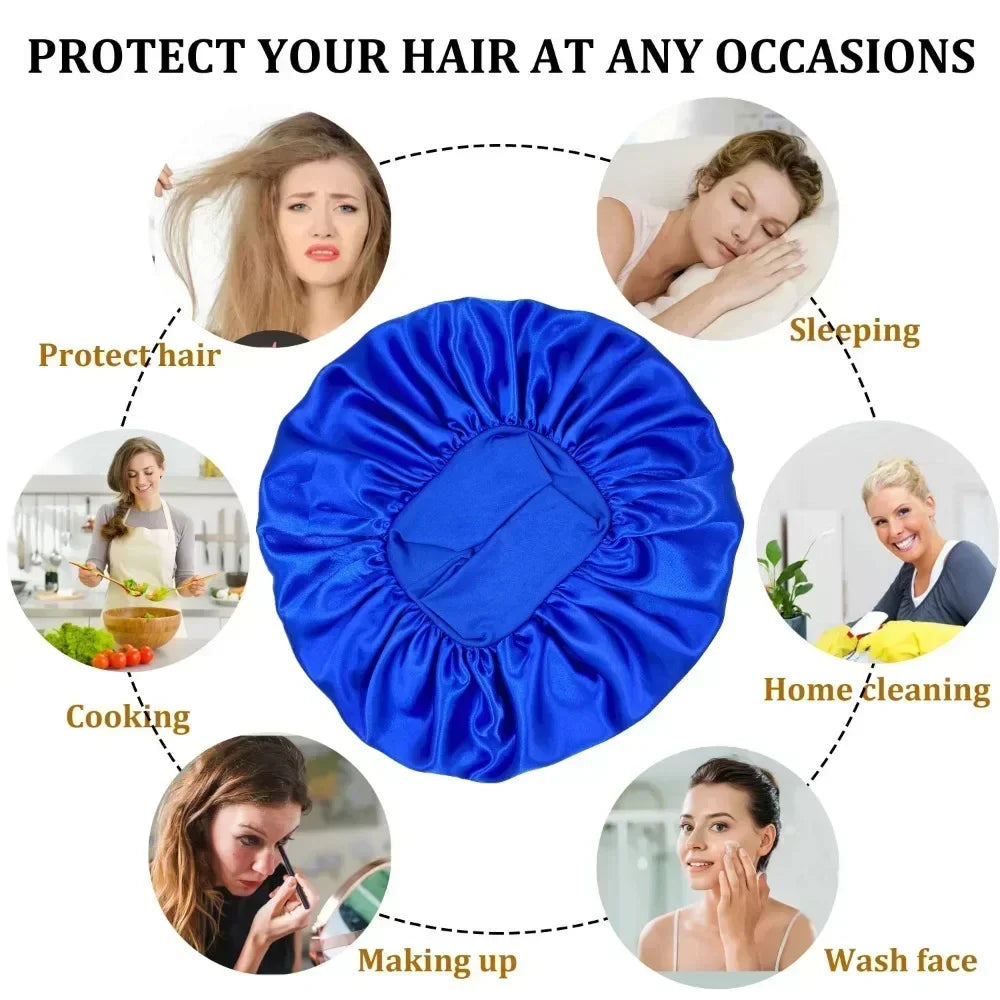 Bonnet Satin Sleeping Hat Hair Night Sleep Cap Head Cover Shower Caps for Bath and Sauna Bathing Shower Cap Bathroom Products