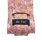 Cravate de mariage en soie à motif cachemire orange et argent pour homme, style créateur, avec boutons de manchette, style tendance, pour soirées d'affaires, livraison directe