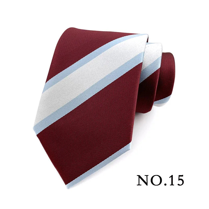Cravate pour homme 8 cm, motif rayé, jacquard tissé, cravate Ascot, pour homme, pour fête de mariage