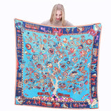LESIDA Foulard en soie pure pour femme, grand châle, imprimé arbre, carré, bandana, 130 x 130 cm, 1303