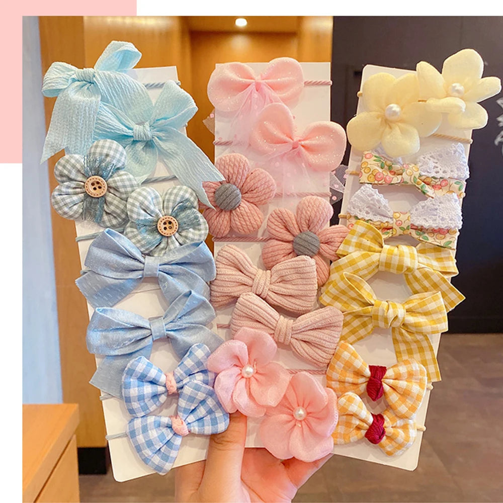 Lot de 10 élastiques à cheveux en forme de nœud floral pour filles et enfants, jolis élastiques colorés à faire soi-même, accessoires pour cheveux