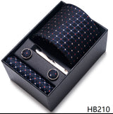 Cravate pour homme, tout nouveau style, cadeau de mariage, ensemble de pochettes, boîte à cravates, accessoires de costume noirs pour hommes