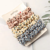 6Pack Women Elastic Hair Bands Cute Hair Ties Gum Print Girls Scrunchies Set Ponytail Holder Small Scrunchy Hair Accessories