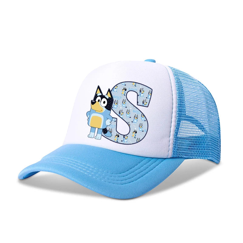 Casquette de baseball Blueyi Bingo pour enfants, motif dessin animé AZ, imprimé lettres, chapeau de soleil, casquettes d'été décontractées, casquettes Kawaii à visière réglable, cadeau pour enfants