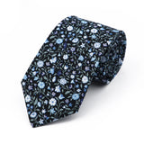 New Chic Floral Tie For Men Women 100% Cotton Beautiful Elegant Flower Necktie White Blue Narrow Skinny Wedding Casual Cravat