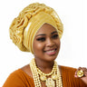 Fashion Women Elastic Ruffle African Turban Cap Lady Head Wraps Nigeria Wedding Auto Gele Headtie Party Headgear Headwear Hat