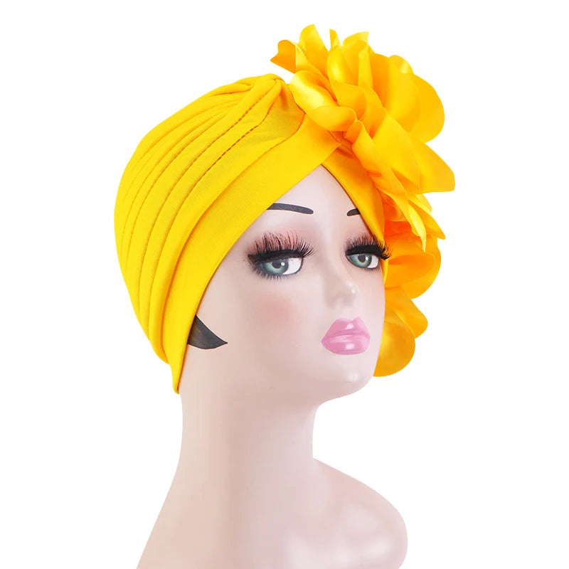 New Woman Muslim Hijab Caps With Big Flower Turban Bonnet Islamic Wrap Head Inner Cap for Hijabs Trendy Headdress