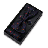 Bowtie Set For Men Gift Box Business Fashion Red Bow Tie Pocket Square Cufflinks Set Bowtie 3pcs For Wedding Hanky Cravatas Neck