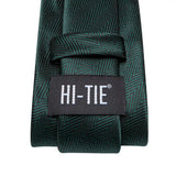 Cravate pour homme vert foncé uni 2023, nouvelle marque tendance, ensemble de cravates pour fête de mariage, boutons de manchette pratiques, cadeau en gros, créateur de cravates Hi-Tie