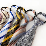 Zipper Tie Men Bridegroom Wedding Necktie Lazy Pre-tied Ties Striped 8cm Hot Sell Style Zipper Necktie For Men Women Wholesale