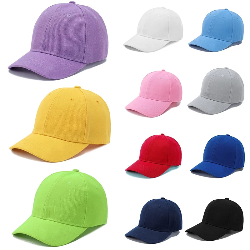 Casquettes d'été à visière pour enfants, casquettes de baseball pour étudiants, garçons et filles, couleur unie, en coton, réglables, snapback, style hip-hop, chapeau de soleil