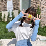 Y2k Goth Lolita Anime Thin Solid Gloves JK Kawaii Girl Mitten Oversleeve Man Women Fashion Sun Block Cuff Fingerless Arm Warmers