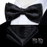Hi-Tie Marque Soie Pré-noué Homme Nœud Papillon Mouchoir Boutons de Manchette Ensemble Nœud Papillon pour Homme Jacquard Solide Cachemire Floral Mariage Cadeau d'Affaires