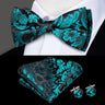 Hi-Tie Marque Soie Pré-noué Homme Nœud Papillon Mouchoir Boutons de Manchette Ensemble Nœud Papillon pour Homme Jacquard Solide Cachemire Floral Mariage Cadeau d'Affaires