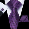 Hi-Tie – Cravate de mariage en soie violette unie à motif cachemire pour homme, ensemble de qualité avec boutons de manchette et mouchoir, cadeau tendance, livraison directe
