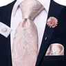 Cravate rose cachemire avec broche en soie, élégante cravate de mariage pour homme, bouton de manchette pratique, mode affaires fête, créateur de cravate haute