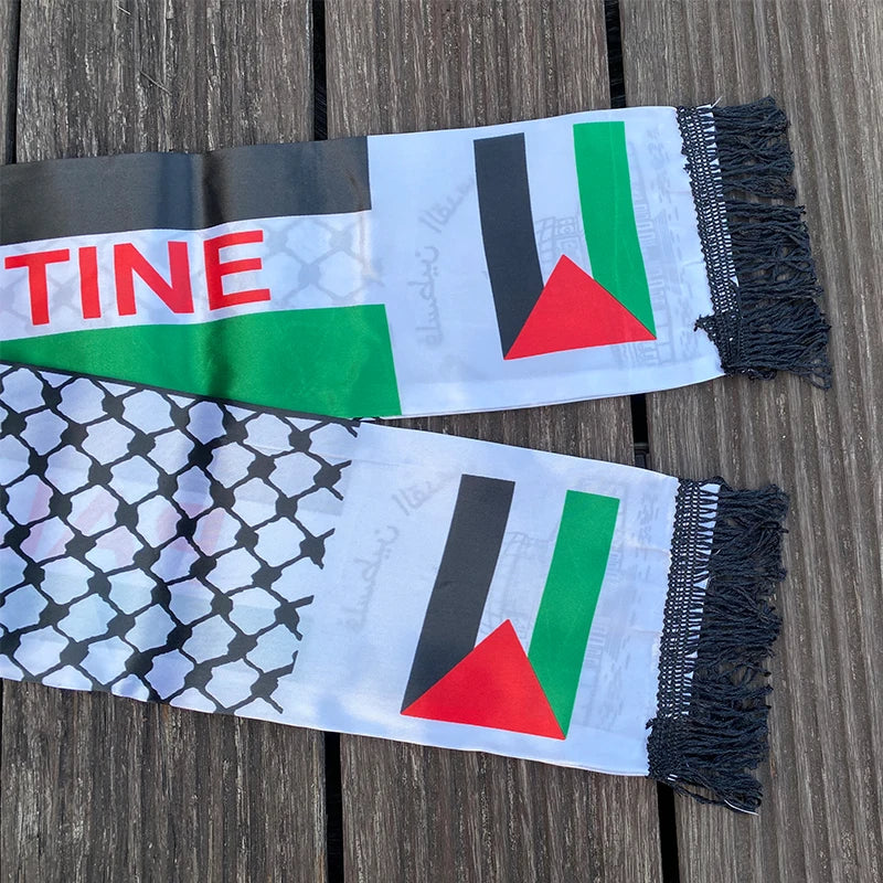 xvggdg 14x130cm Écharpe Impression Satin Drapeau Palestinien Fête Nationale Foulards Châle Palestine