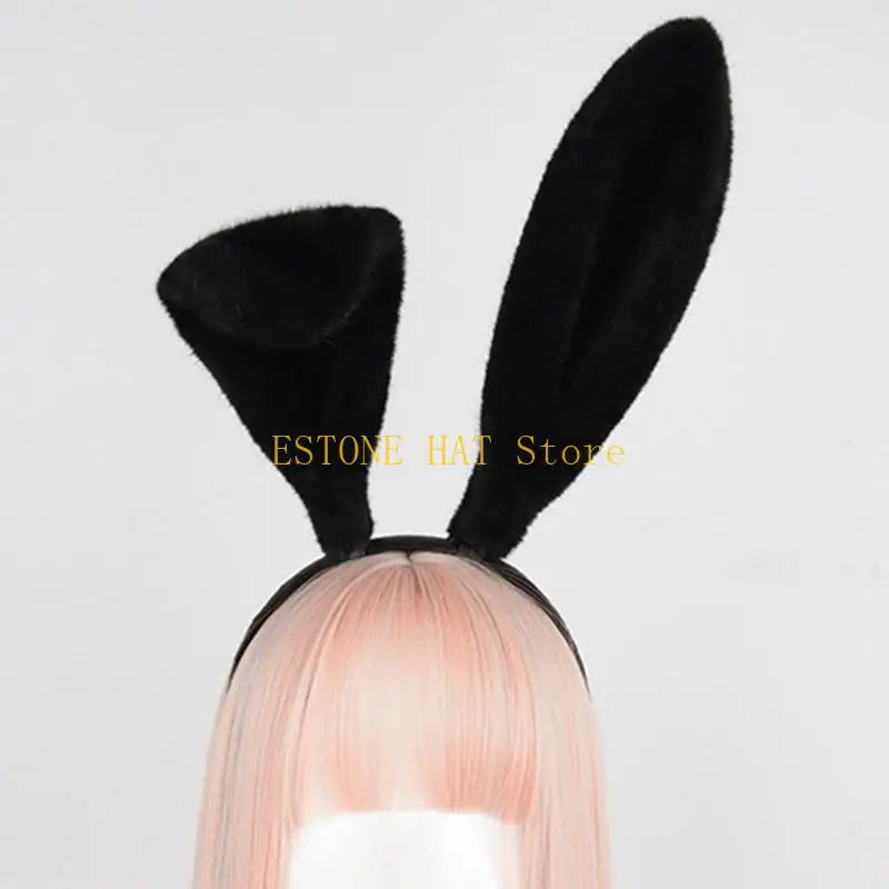 49MF Lovely Bunny Ear Hair Hoop Hair Holder Live Broadcasting Spring Cosplay Party Headwear for Teens Woman