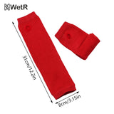 Gants longs classiques à rayures roses, noires et blanches, sans doigts, pour le coude, avec bracelet tricoté