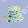 Cute Cartoon Printing Bucket Baby Hat Cotton Breathable Kids Fisherman Hat Infant Toddle Sun Hat with Drawstring for 1-5 Years