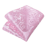 Ensemble cravate homme en soie à rayures roses, motif floral, motif cachemire uni, 8 cm, mouchoir, boutons de manchette, accessoires de mariage, de bal, cravate