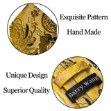 Cravate de mariage noire, dorée et rose pour homme, en soie florale, motif jacquard, pochette, boutons de manchette, pour soirée d'affaires, Barry.Wang