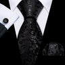 Cravate de mariage noire, dorée et rose pour homme, en soie florale, motif jacquard, pochette, boutons de manchette, pour soirée d'affaires, Barry.Wang