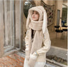 Hat Scarf Gloves all-in-one three-piece Winter Sweet Cute Rabbit Ears Plush Scarf Hat Outdoor Warm Cap