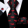 Barry.Wang Nouveauté Soie Hommes Cravate Mouchoir Boutons de Manchette Ensemble Jacquard Animal Dinosaure Chauve-Souris Gravat Cravate Pour Homme Mariage Affaires