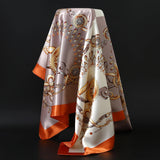 90*90cm Silk Scarf Women Print Hair Neck Square Office Ladies Shawl Bandanna Muslim Hijab Handkerchief Muffler Foulard female