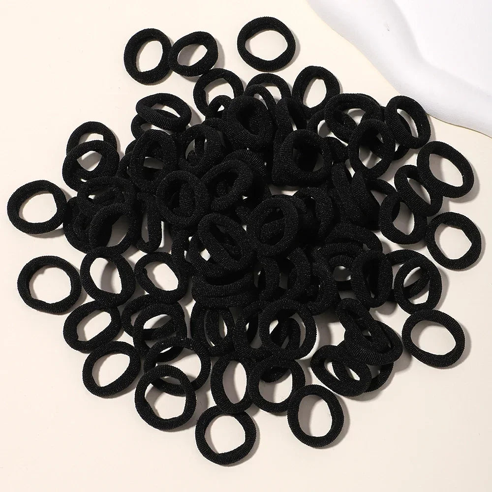 LOVEKIKI 50 bandas elásticas para el cabello, accesorios para el cabello para niñas, mini diademas de nailon coloridas, soporte para coletas, adornos para el cabello